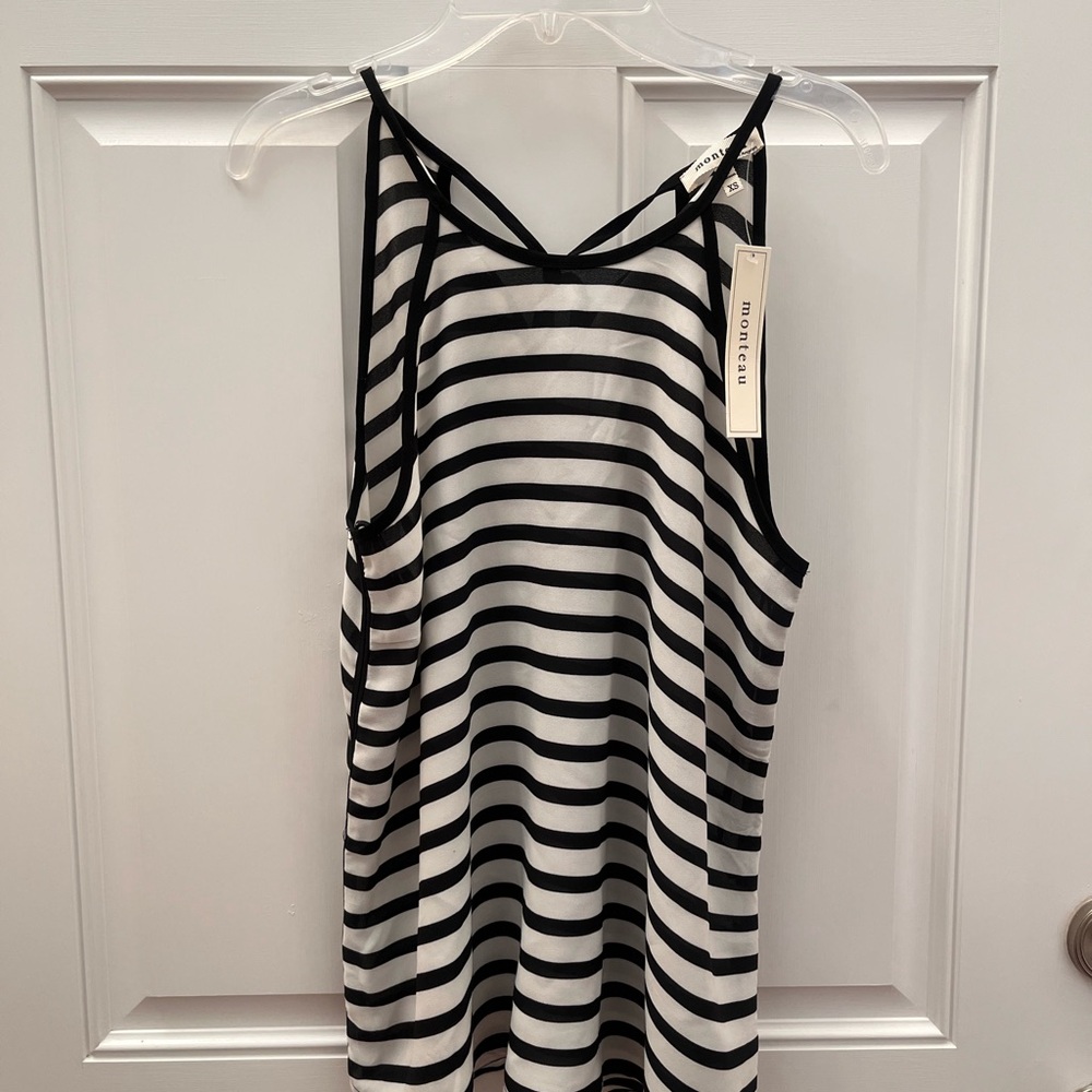 Monteau Black and White Striped Women's Top
